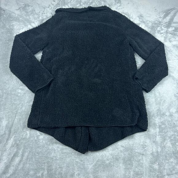 Hugs From Soft Surroundings Size S Cardigan Black Fleece Button Front Pocket - Picture 2 of 7